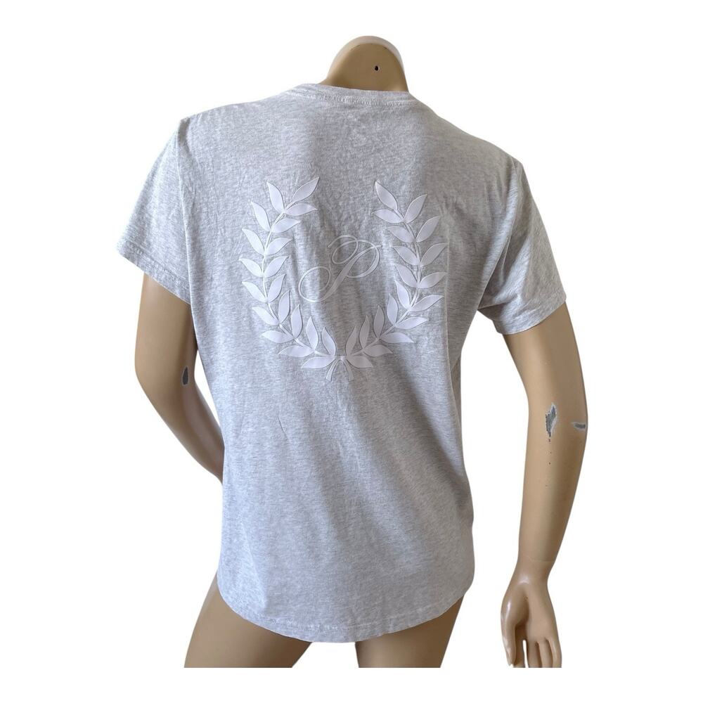 PINK Gray Cotton Crewneck T-Shirt White Logo Back Graphic Size XS - Picture 4 of 8